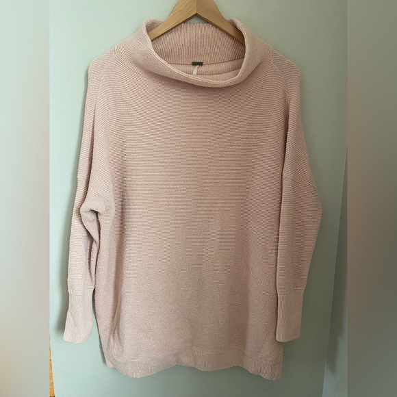 Free People Ottoman Slouchy Tunic Oversized Ribbed Mock neck Pink Women’s XS - Picture 3 of 9